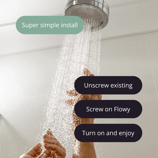 Flowy filtered showerhead easy install guide – unscrew, screw on, turn on